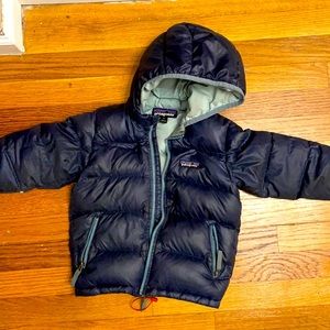 Baby Boys Patagonia Hi-Loft Down Sweater Hoody Size 3T.